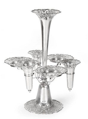 Lot 26 - A Large George V Silver Epergne, Goldsmiths & Silversmiths, London 1915, with one large central...