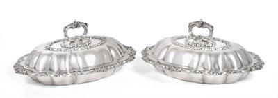 Lot 33 - A Pair of William IV Silver Entree Dishes and Covers, Samuel Keeley, Birmingham 1836, shaped...