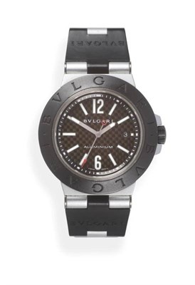 Lot 53 - An Aluminium and Rubber Automatic Calendar Centre Seconds Wristwatch, signed Bulgari, model:...