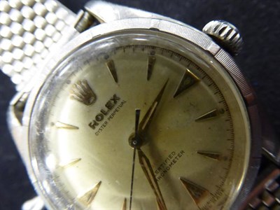 Lot 54 - A Stainless Steel Automatic Centre Seconds Wristwatch, signed Rolex, Oyster Perpetual,...