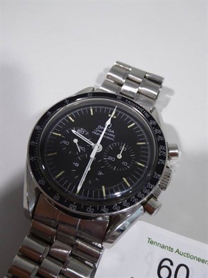 Lot 60 - A Stainless Steel Chronograph Wristwatch, signed Omega, model: Speedmaster Professional, ref:...
