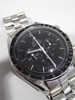 Lot 60 - A Stainless Steel Chronograph Wristwatch, signed Omega, model: Speedmaster Professional, ref:...