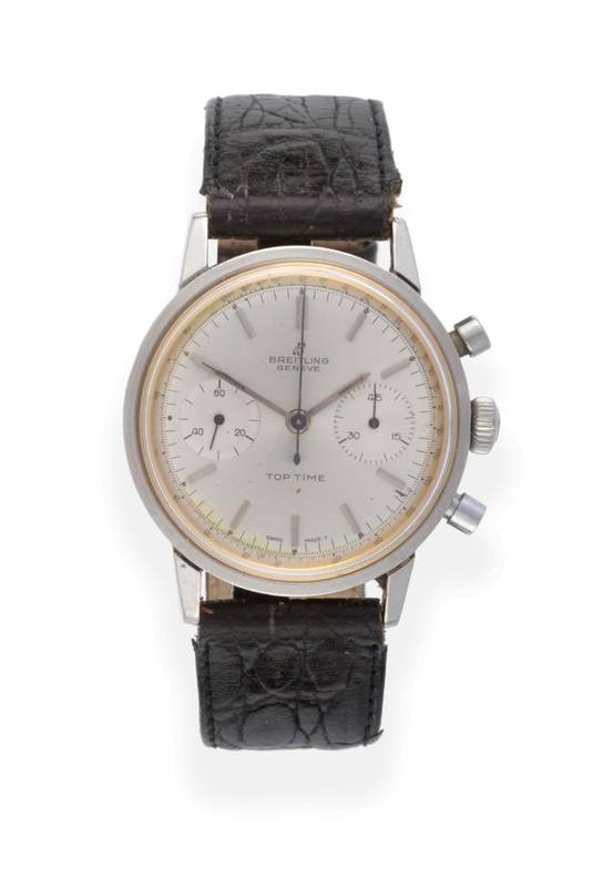 Lot 79 - A Stainless Steel Chronograph Wristwatch, signed Breitling, Geneve, model: Top Time, ref: 2002,...