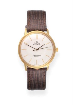 Lot 86 - An 18ct Gold Automatic Centre Seconds Wristwatch, signed Omega, model: Seamaster De Ville,...