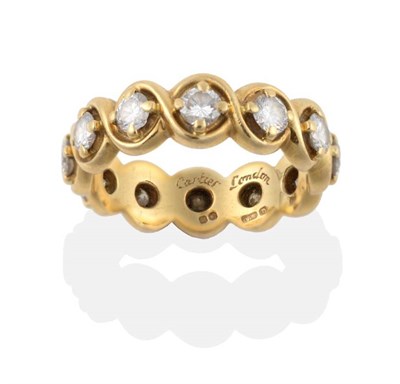Lot 108 - ^ An 18 Carat Gold Diamond Eternity Ring, by Cartier, round brilliant cut diamonds in yellow...