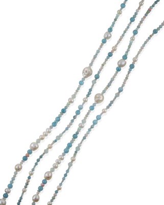 Lot 134 - A Multi-Gemstone Bead Necklace, cultured pearls spaced by faceted and smooth polished...
