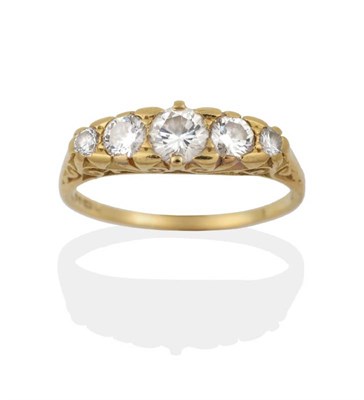 Lot 151 - An 18 Carat Gold Diamond Five Stone Ring, the graduated round brilliant cut diamonds in yellow...