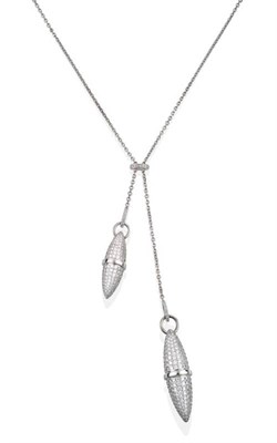 Lot 166 - An 18 Carat White Gold Diamond ''Velocity'' Necklace, by Boodles, two round brilliant cut...