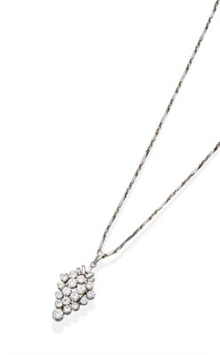Lot 175 - A Diamond Pendant on Chain, articulated round brilliant and baguette cut diamonds as a bunch of...