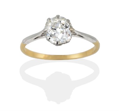 Lot 221 - A Diamond Solitaire Ring, the old cut diamond in a white claw setting, to white fronted...