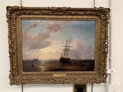 Lot 249 - Abraham Hulk Senior (1813-1897) Dutch ''Sunset off Dutch Coast'' Signed, oil on panel, 32cm by...