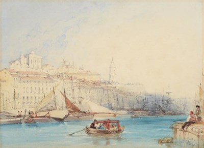 Lot 251 - ^ William Callow RWS (1812-1908) Harbour Scene (thought to be Mykonos) Signed, watercolour,...