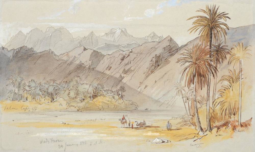 Lot 257 - ^ Edward Lear (1812-1888) ''Wady, Feiran'' Extensively inscribed, annotated and dated 24 Jan...