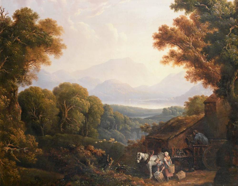 Lot 274 - Arthur John Strutt (1819-1888) Figures amongst a landscape Oil on canvas, 97cm by 123cm...