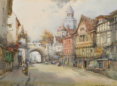 Lot 281 - Noel Harry Leaver ARCA (1889-1951) ''Continental Village Scene'' Signed, watercolour, 27cm by 37cm