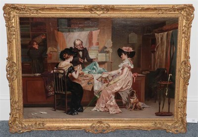 Lot 292 - Laslett John Pott (1837-1898) ''Shopping'' Signed, oil on canvas, 61cm by 90cm  Exhibited:...