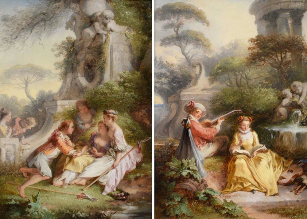 Lot 299 - ~ Henry Andrews (1794-1868) Fête champêtre Oil on panel, together with another by the same...
