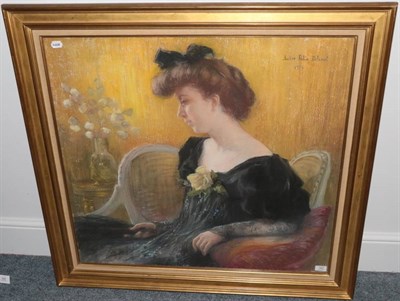 Lot 302 - Andre Marie Belin Delzaut (19th/20th century) French Lady reclining with a fan and a yellow...