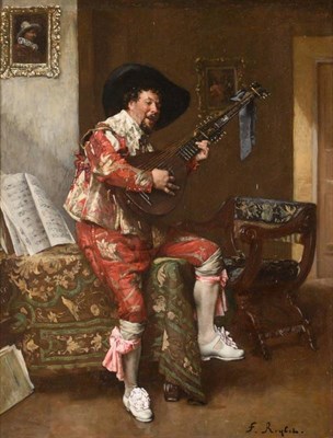 Lot 307 - Ferdinand Roybet (1840-1920) French ''The Lute Player''  Signed, oil on canvas, 39cm by 31cm...