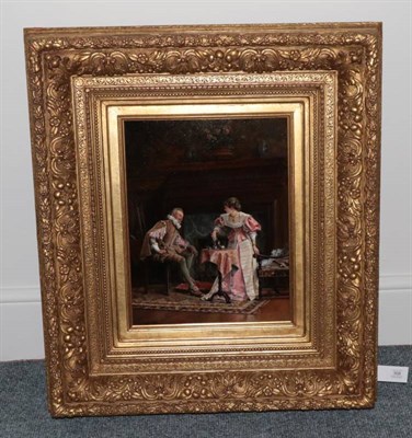 Lot 308 - Paul-Leon Jazet (1848-1918) French Taking Tea Signed and dated 1879, oil on panel, 39cm by 30cm...