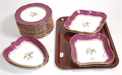 Lot 533 - A Wedgwood Porcelain Dessert Service, early 20th century, painted by H G Rushton with flowers about