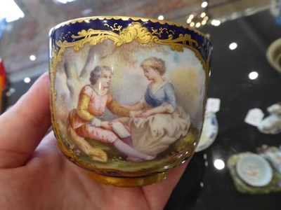 Lot 543 - A Sèvres Porcelain Sucrier and Cover, painted with romantic figures in landscape and with a...