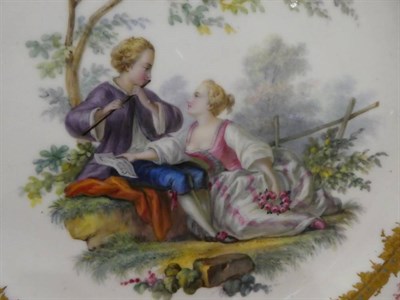 Lot 547 - ~ A Pair of Sevres Style Porcelain Cabinet Plates, late 19th century, painted with 18th century...