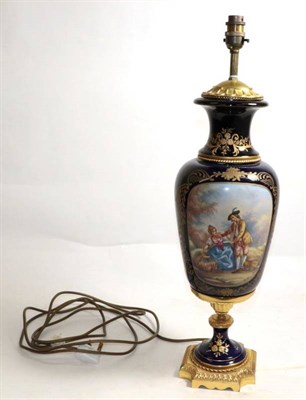 Lot 548 - ~ A Gilt Metal Mounted Sevres Style Porcelain Baluster Vase, late 19th/early 20th century,...