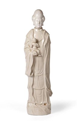 Lot 553 - A Chinese Blanc de Chine Porcelain Figure of Guanyin, Qing Dynasty, probably late 17th/early...