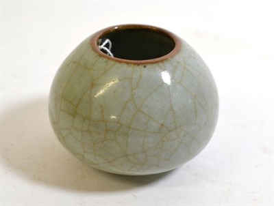 Lot 554 - A Chinese Guan Type Lotus Bud Water Pot, Qing Dynasty, with allover crackling to the glaze, 7cm...