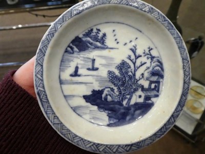 Lot 557 - A Chinese Porcelain Hors d'Oeuvres Set, Qianlong, painted in underglaze blue with river landscapes