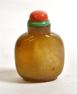 Lot 571 - A Chinese Agate Snuff Bottle, 19th century, of flattened ovoid form, 7.8cm high