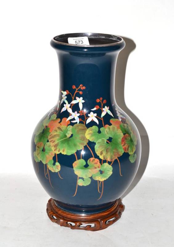 Lot 573 - A Japanese Cloisonné Enamel Vase, by the Ando Jubei Company, 20th century, of baluster form,...