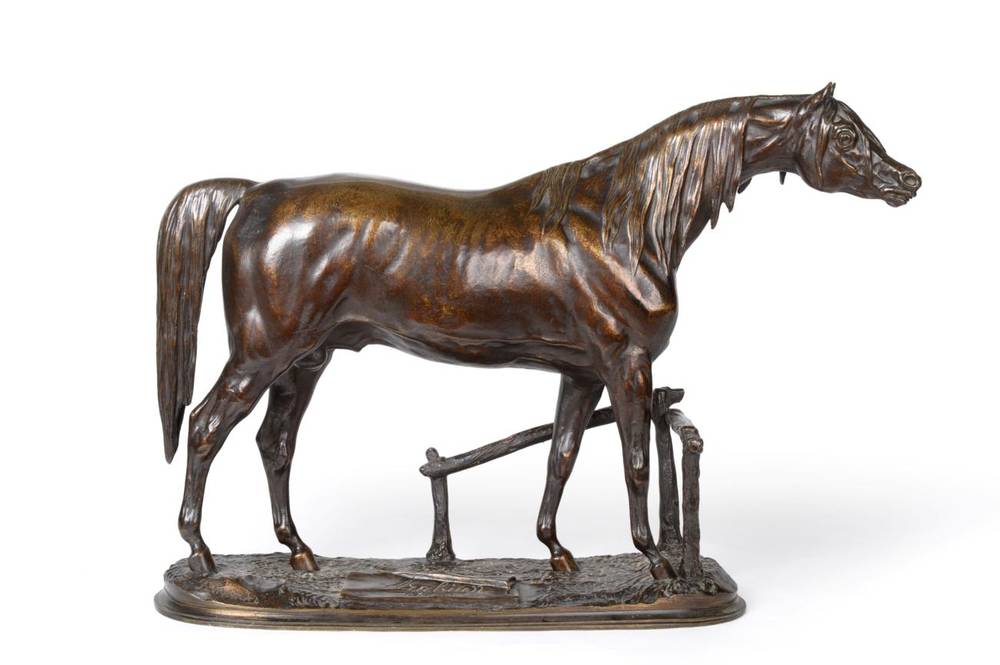 Lot 612 - Pierre Lenordez (French, 1815-1892): A Bronze Arabian Stallion, standing four-square beside a...