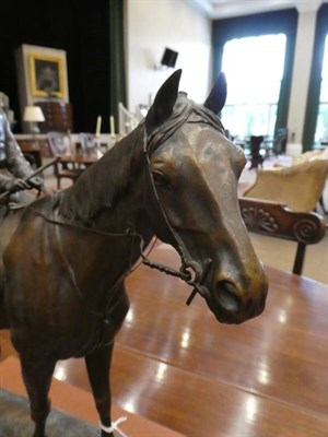 Lot 614 - Paul Comolera (French, 1818-1897): A Bronze Racehorse with Jockey Up, on a mound base, signed P...