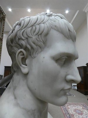 Lot 616 - School of Antonio Canova (1757-1822): A White Marble Bust of Napoleon as Mars Pacificus,...