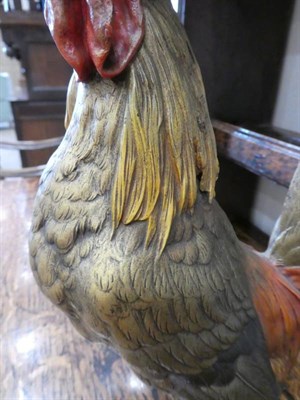 Lot 617 - Franz Bergmann: A Cold Painted Bronze Cockerel, with glass eyes, cast amphora and B mark and...