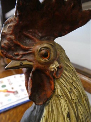 Lot 618 - Franz Bergmann: A Cold Painted Bronze Cockerel, with glass eyes, cast amphora and B mark and...