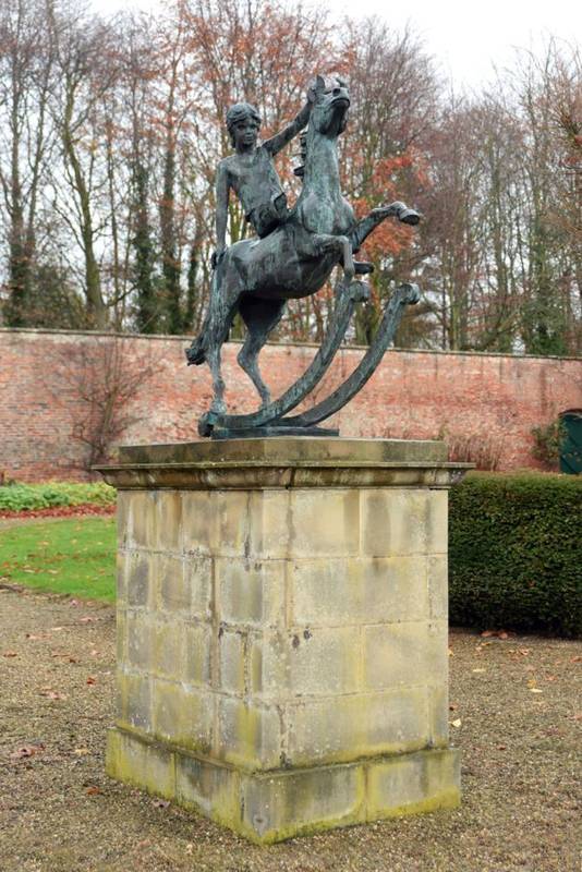 Lot 622 - ~ James Osborne (1940-1992): A Bronze Study of the Boy on the Magic Rocking Horse, signed, MFH...