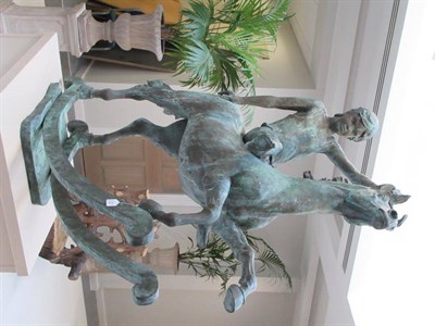Lot 622 - ~ James Osborne (1940-1992): A Bronze Study of the Boy on the Magic Rocking Horse, signed, MFH...
