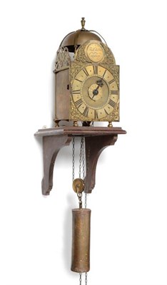 Lot 633 - A Brass Lantern Form Hook and Spike Striking Wall Clock, signed Thos Chilton, London, circa...