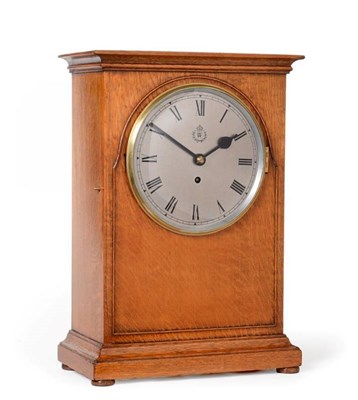 Lot 635 - A Rare Large Size RAF Officers Mess Mantel Timepiece, 1938, well figured oak case with framed...