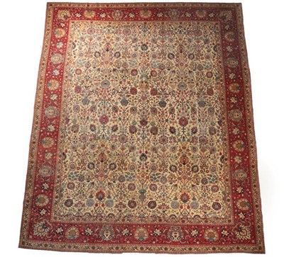 Lot 652 - Unusual Kashan Carpet Central Iran, circa 1925 The ivory field with an allover design of...