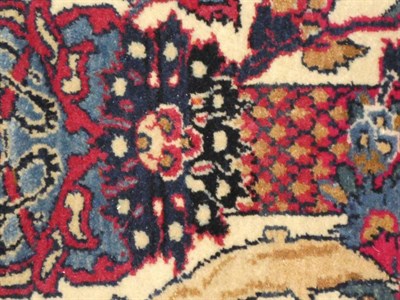 Lot 663 - Isfahan Prayer Rug Central Iran, circa 1950 The ivory field of birds and flowers flanked by...