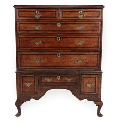 Lot 672 - A George III Oak and Mahogany Crossbanded Chest on Stand, Northern Region, 3rd quarter 18th...