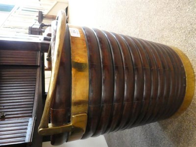 Lot 684 - ^ A George III Mahogany and Brass Bound Peat Bucket, circa 1800, with pivoting brass handle and...