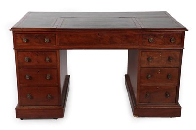 Lot 688 - ^ A Mahogany Twin-Pedestal Desk, circa 1820, with green leather writing surface and hinged lid...