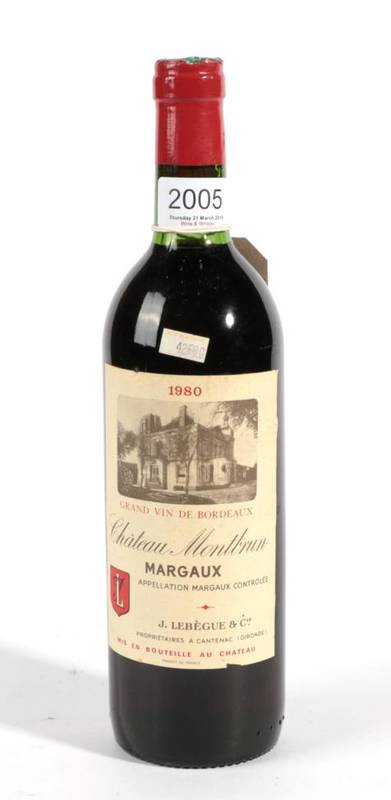 Lot 2005 - Chateau Montbrun 1980 Margaux 1 bottle bn