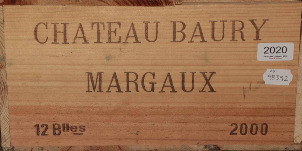Lot 2020 - Chateau Baury 2000 Margaux 12 bottles