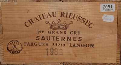 Lot 2051 - Chateau Rieussec 1988 Sauternes 12 bottles owc Cellared by the Wine Society 95/100 Robert Parker